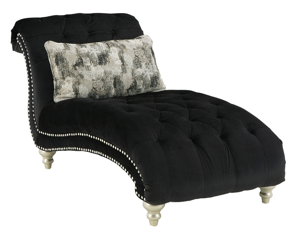 Harriotte Black Fabric Chaise