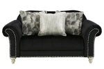 Harriotte Black Fabric Loveseat