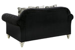 Harriotte Black Fabric Loveseat