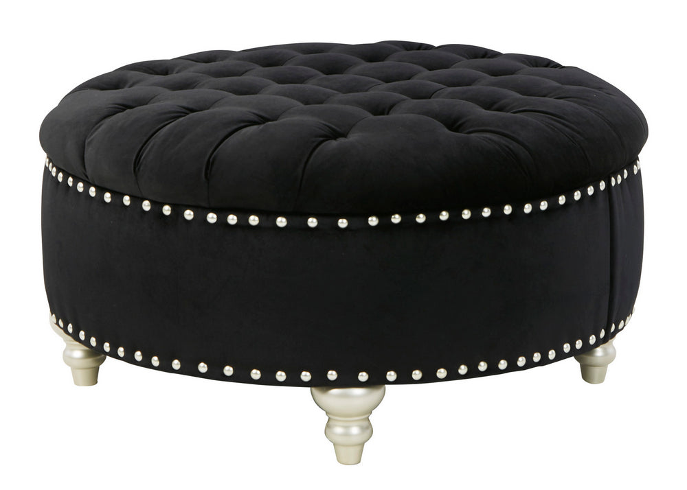 Harriotte Black Oversized Accent Ottoman