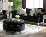 Harriotte Black Oversized Accent Ottoman