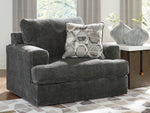 Signature Design Karinne Smoke Plush Fabric Chair and a Half