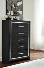 Kaydell Black Wood 5-Drawer Chest