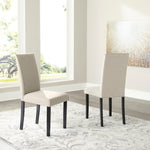 Kimonte 2 Beige Fabric/Dark Brown Wood Side Chairs