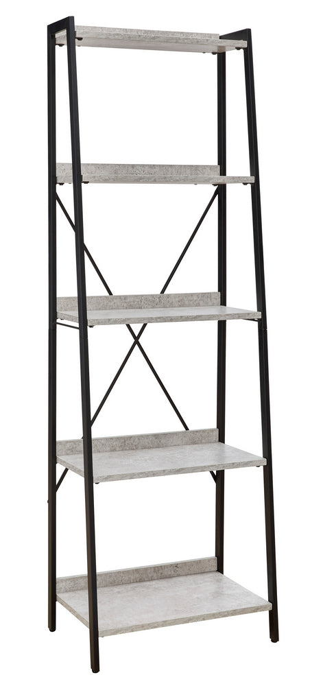 Lazabon Gray/Black Metal 5-Shelf Bookcase