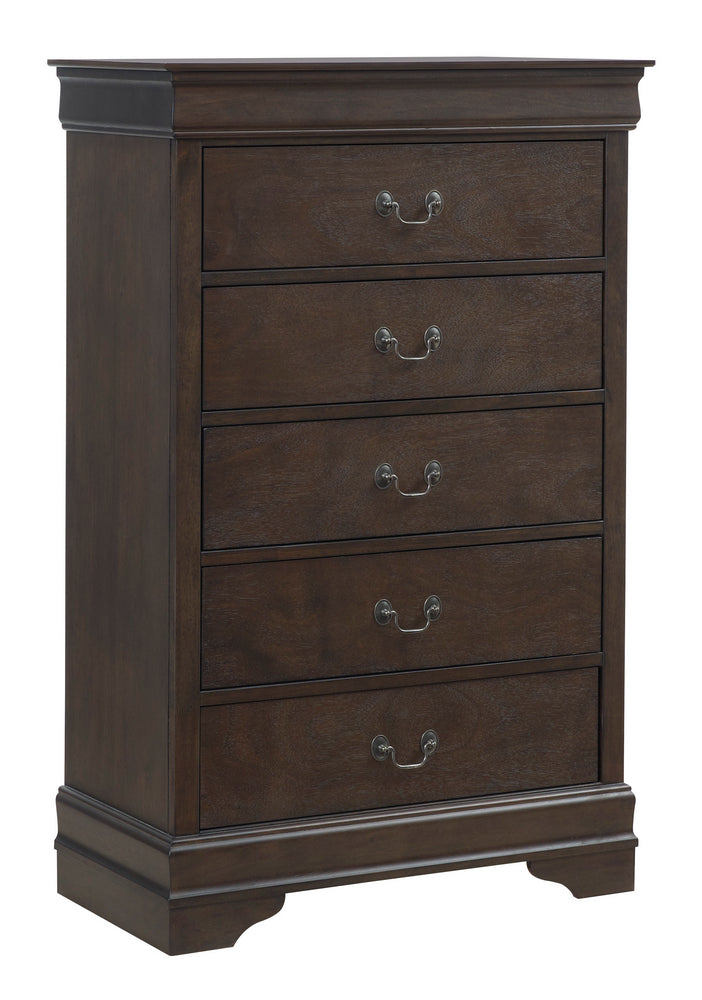 Leewarden Dark Brown 5-Drawer Chest