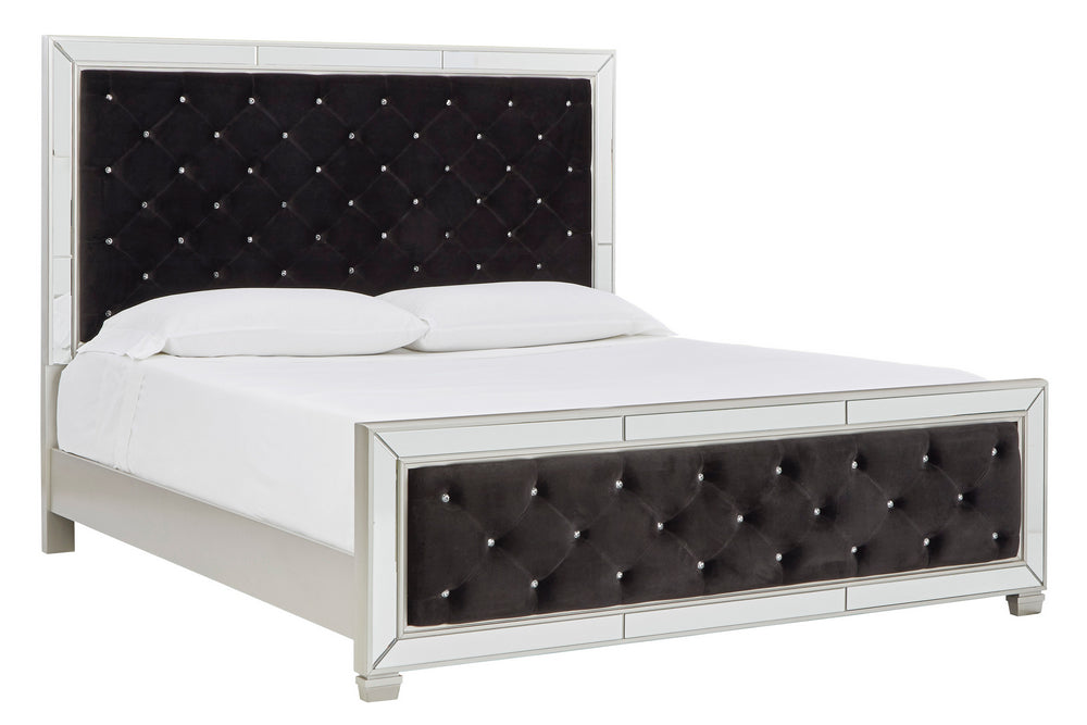 Lindenfield Black/Silver Cal King Panel Bed