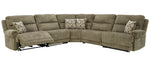 Lubec 5-Pc Taupe Manual Recliner Sectional