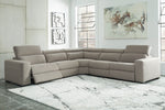 Mabton 5-Pc Gray Power Recliner Sectional