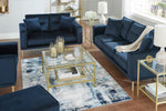 Macleary Navy Velvet Loveseat