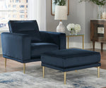 Macleary Navy Velvet Ottoman