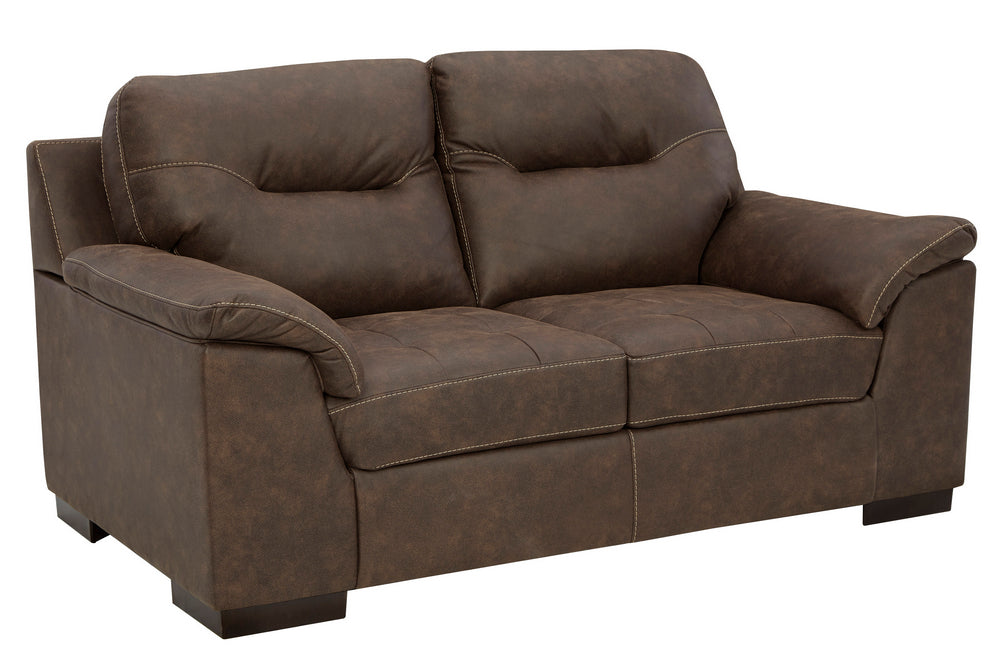 Maderla Walnut Faux Leather Loveseat