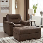 Maderla Walnut Faux Leather Ottoman