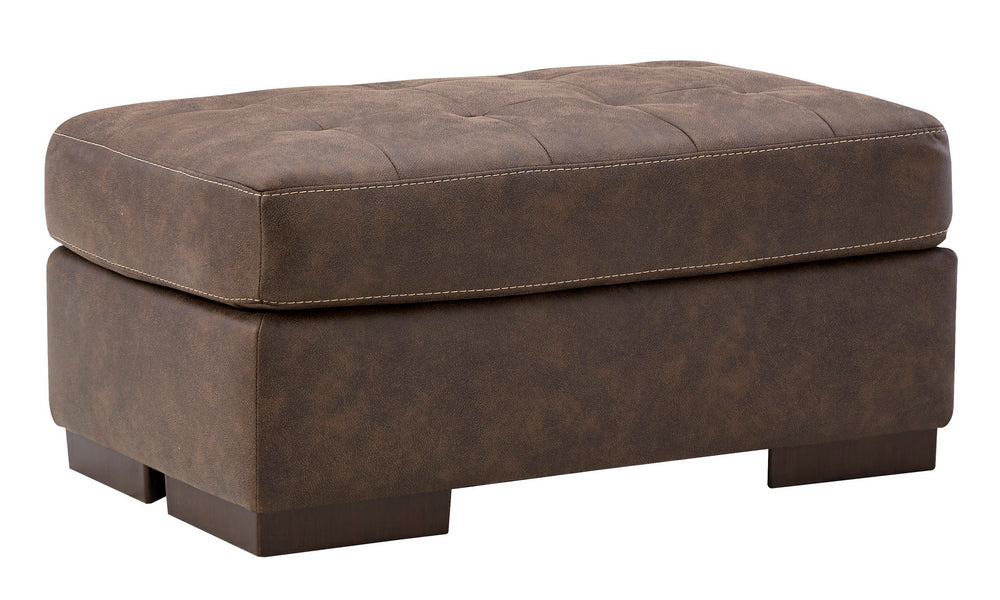 Maderla Walnut Faux Leather Ottoman