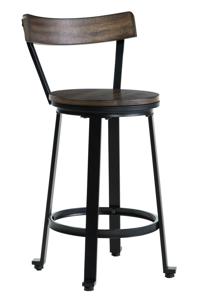 Melenski 2 Grayish Brown Swivel Bar Stools