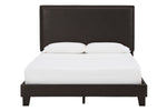 Mesling Dark Brown Faux Leather King Bed