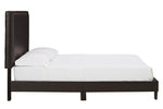 Mesling Dark Brown Faux Leather King Bed