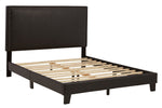 Mesling Dark Brown Faux Leather King Bed