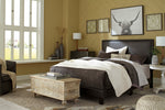 Mesling Dark Brown Faux Leather Queen Bed