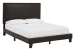 Mesling Dark Brown Faux Leather Queen Bed