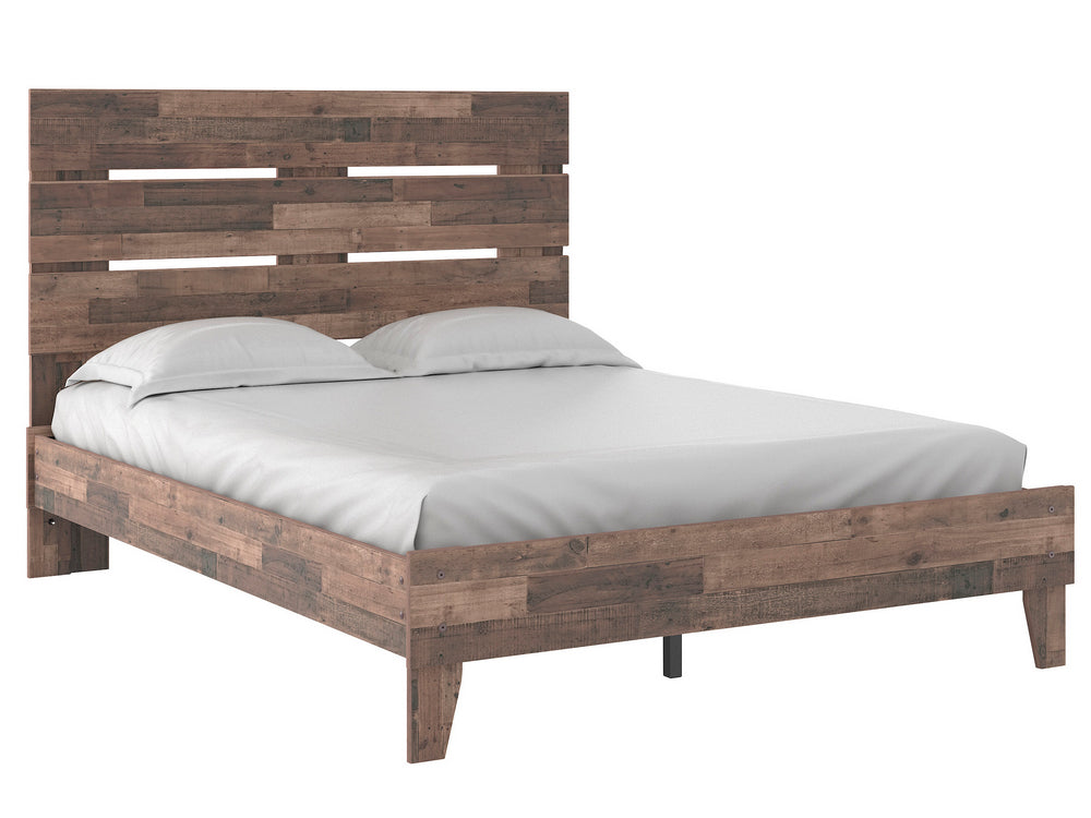 Neilsville Multi Gray Wood Queen Platform Bed with Headboard