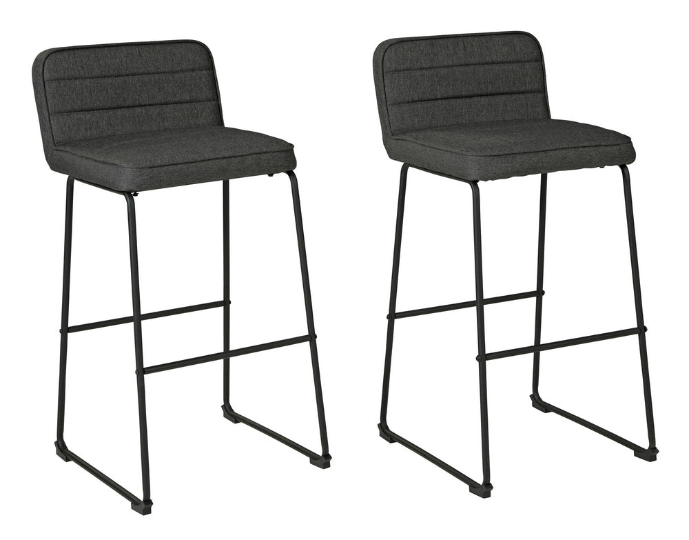 Nerison 2 Gray Fabric Tall Bar Stools