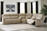 Next-Gen DuraPella Sand Faux Leather Power Recliner Sectional Sofa