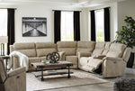 Next-Gen DuraPella Sand Faux Leather Power Recliner Sectional Sofa