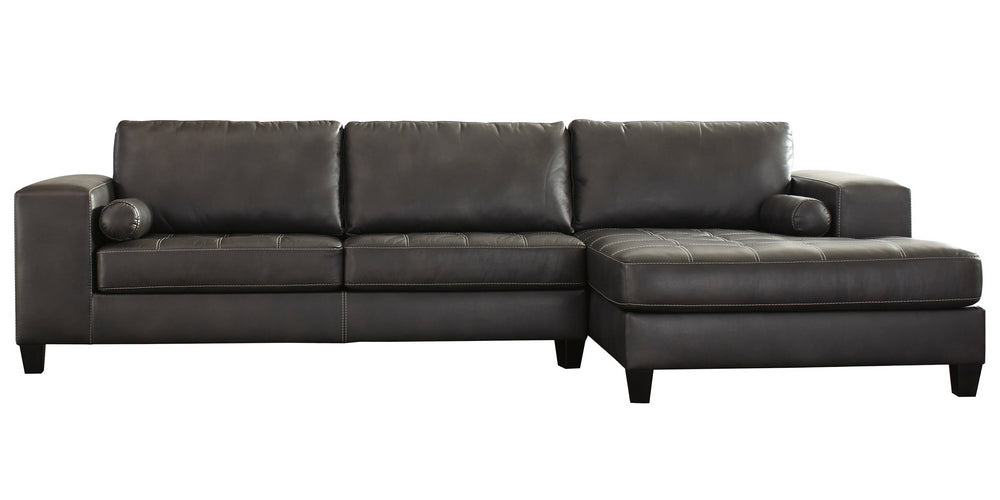 Nokomis 2-Pc Charcoal Faux Leather RAF Sectional Sofa