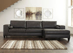 Nokomis 2-Pc Charcoal Faux Leather RAF Sectional Sofa