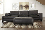 Nokomis Charcoal Faux Leather Oversized Accent Ottoman