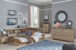 Oliah Natural Tone Wood Full Bookcase Bed