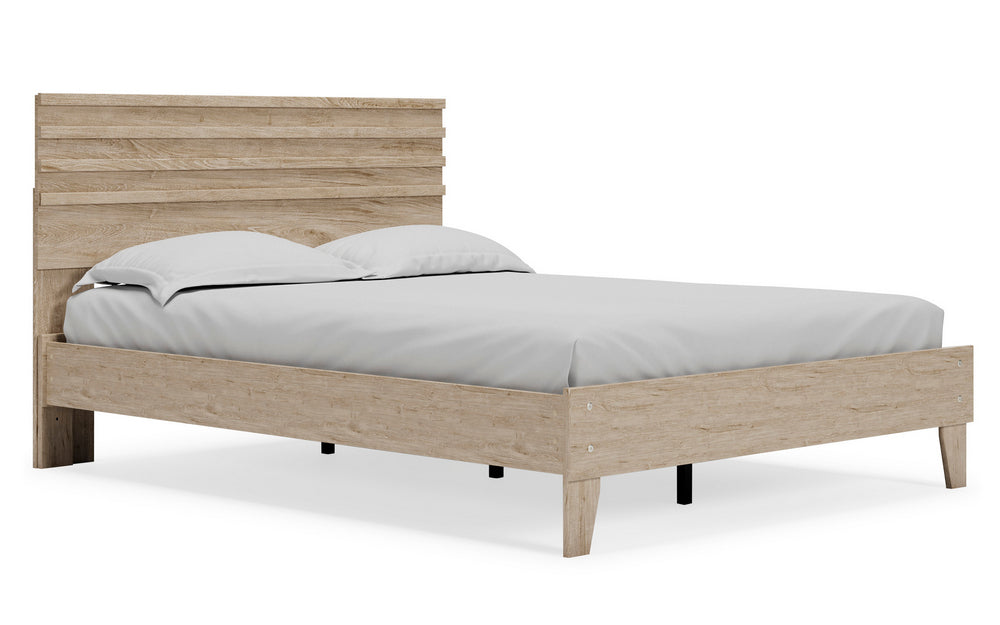 Oliah Natural Tone Wood Queen Platform Bed with Headboard