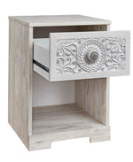 Paxberry Replicated Whitewash Wood 1-Drawer Nightstand