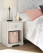 Paxberry Replicated Whitewash Wood 1-Drawer Nightstand