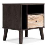 Piperton Natural/Black Wood 1-Drawer Nightstand