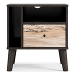 Piperton Natural/Black Wood 1-Drawer Nightstand