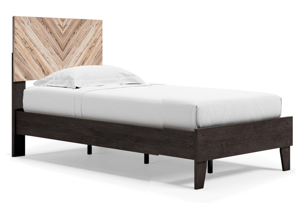 Piperton Natural/Black Wood Twin Platform Bed