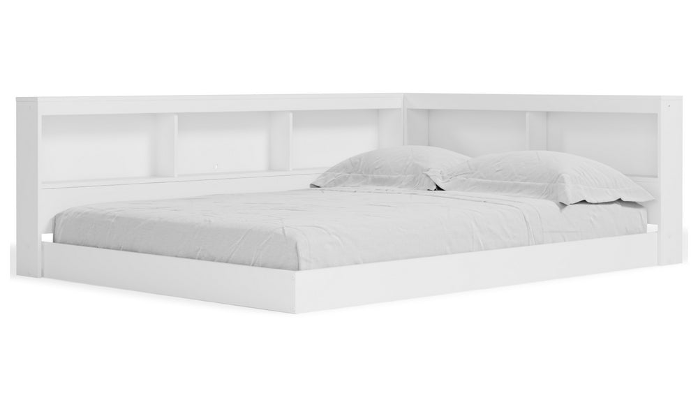 Piperton White Full Wood Bookcase Bed