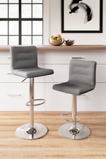 Pollzen 2 Gray Woven Fabric Swivel Bar Stools