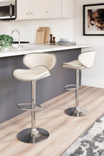 Pollzen Modern 2 White Faux Leather Swivel Bar Stools