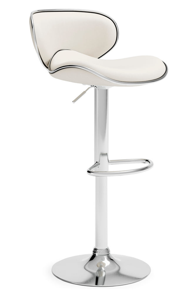 Pollzen Modern 2 White Faux Leather Swivel Bar Stools