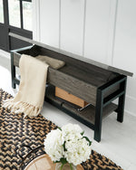 Rhyson Brown Wood Storage Accent Bench