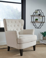 Romansque Beige Fabric Accent Chair