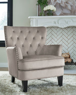 Romansque Beige Velvet Accent Chair