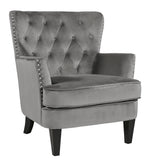 Romansque Gray Velvet Accent Chair