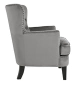 Romansque Gray Velvet Accent Chair