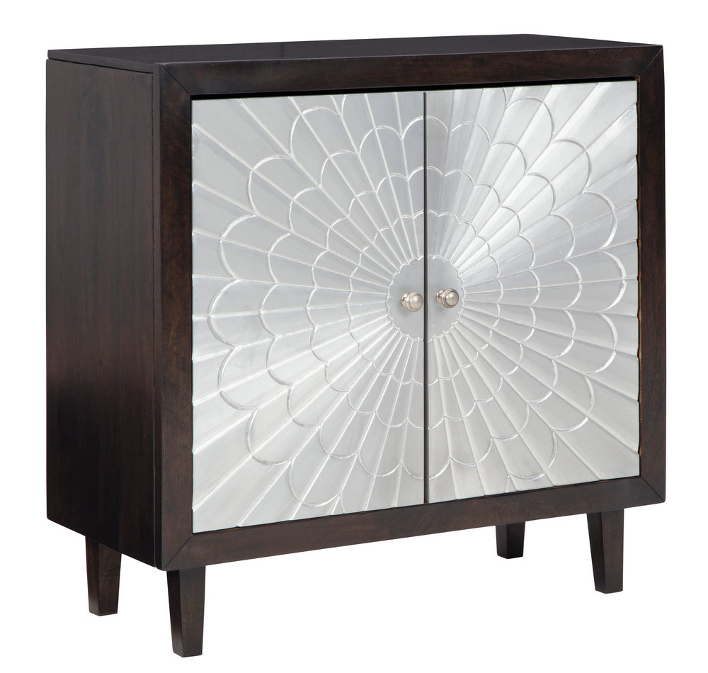 Ronlen Brown/Silver Finish Accent Cabinet