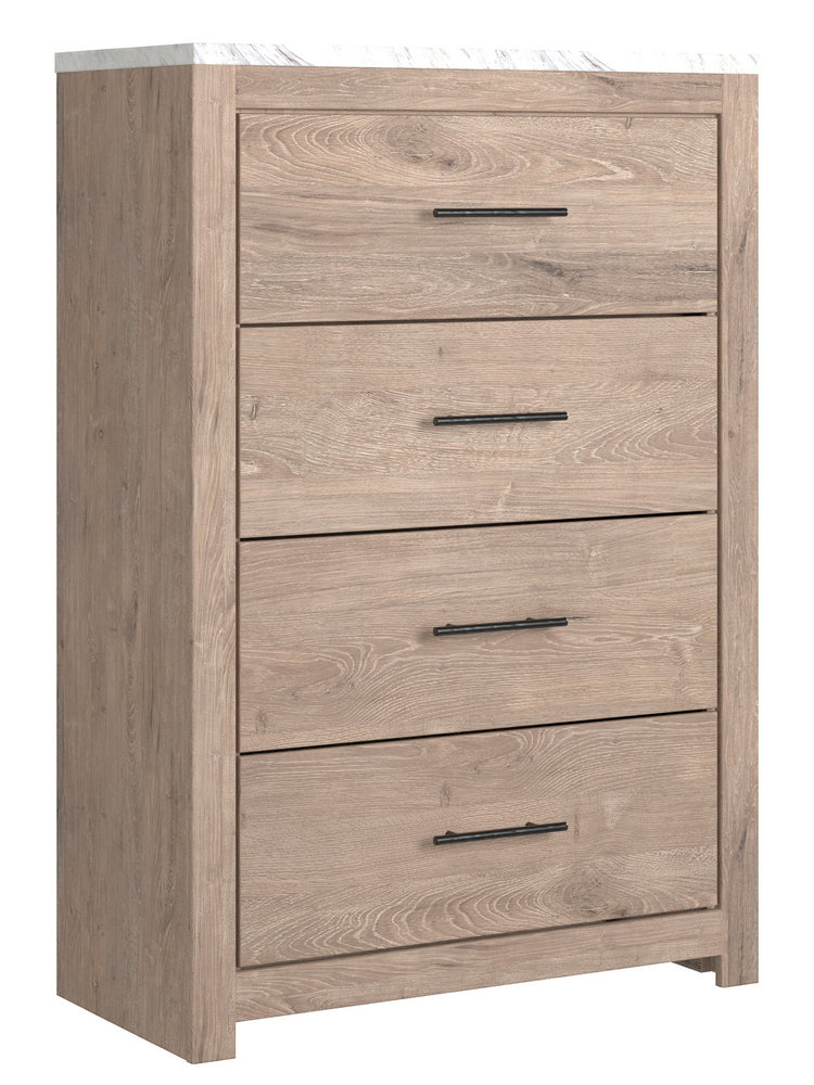 Senniberg White/Light Brown 4-Drawer Chest