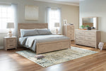 Senniberg Light Brown Wood King Panel Bed